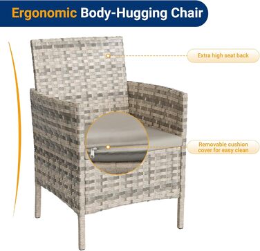 Набір садових меблів UDPATIO Lounge для балкона: стіл та 2 стільці, стійкий до погодних умов, для тераси та саду, поліротанг, 2 особи (кремовий, 3-частинний)