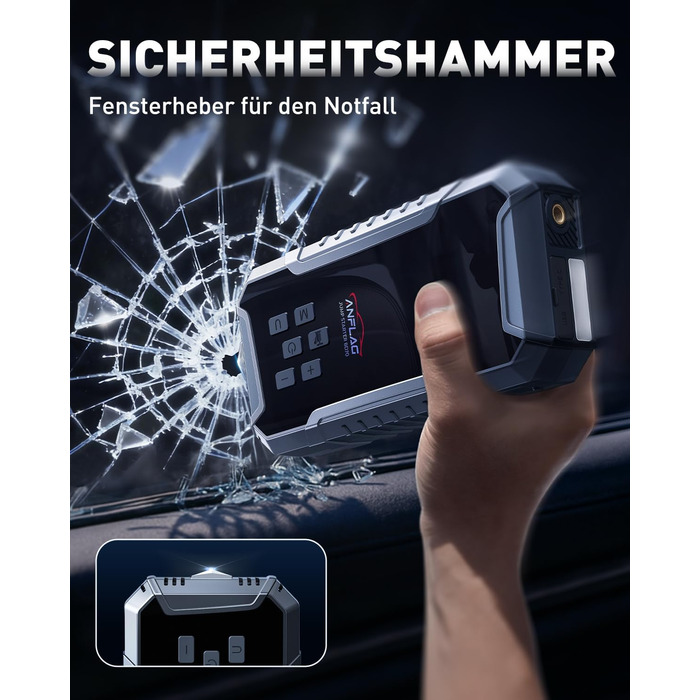 Powerbank для авто ANFLAG 7000A з компресором 160PSI, 26800mAh, для бензинових та дизельних двигунів (до 12.0L), LED-ліхтар