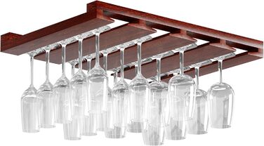 Настінна полиця для келихів Rustic State Eze, 4 секції, на 12 келихів, 30.5 см, махагон