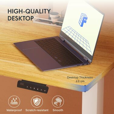 Регульований за висотою стіл FlexiSpot з 2 моторами, стільниця 25 мм, ергономічний офісний стіл 120 x 80 см, горіх, чорна металева рама