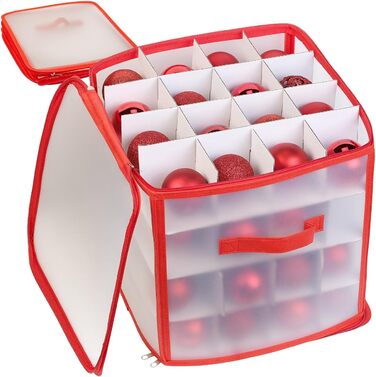 Набір 3 бокси для зберігання новорічних прикрас Infactory: для 64 ялинкових куль до 6 см, з ручками