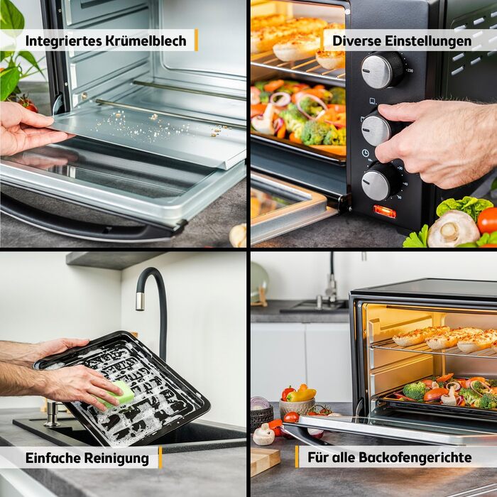 Міні-піч TZS First Austria 30L з регулюванням температури та грилем, 1600W - для кухні та кемпінгу