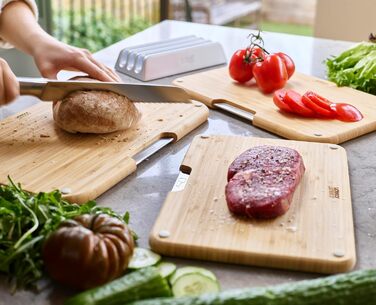 Набір дерев'яних обробних дощок Joseph Joseph Nest Boards (3 шт.), бамбук, нековзкі ніжки, металевий тримач