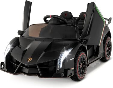Дитячий електромобіль Lamborghini COSTWAY з пультом, LED фарами, музикою, для дітей від 3 років, чорний