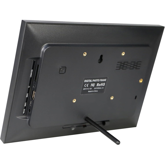 Frameo Цифровий фоторамка 10.1 дюйма з Wi-Fi, HD сенсорний екран, 16GB пам'ять, автоматичне обертання, віддалене завантаження фото та відео, настінний монтаж (чорний)