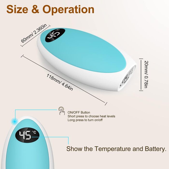 Портативний нагрівач рук Powerbank 5200mAh USB, електричний нагрівач для рук, для кемпінгу, катання на лижах, подарунок (блакитний)