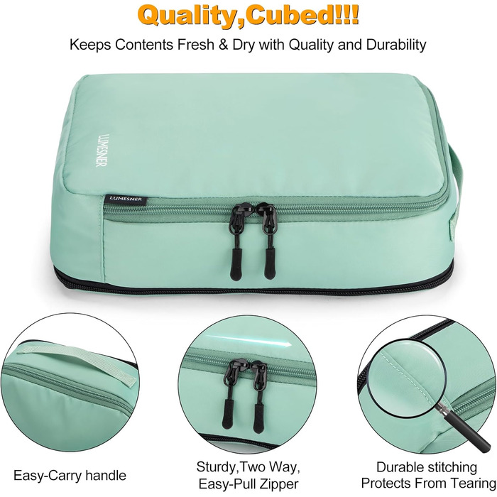 Набір органайзерів для валізи Packing Cubes, дорожні сумки-пакувальники з косметичкою, 8 предметів, зелений