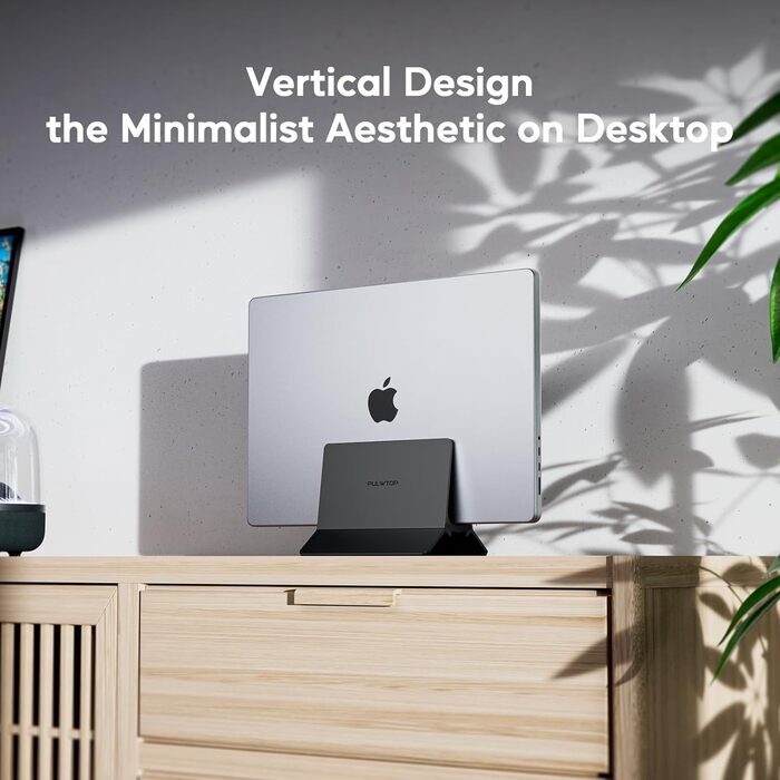 Підставка для ноутбука вертикальна, алюміній, регульована, сумісна з MacBook, iPad, Tablet, Mac mini (Чорний)