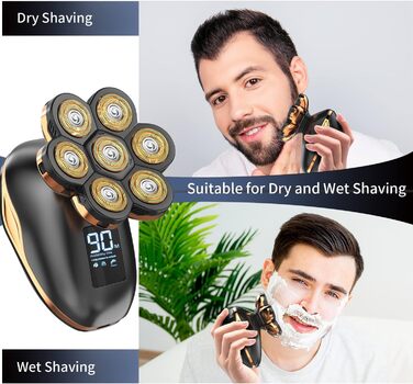 Електробритва Bald Shaver Men 7D, CHLANT 5 в 1 Електрична бритва USB, Волога/Суха, LED дисплей, HM1688