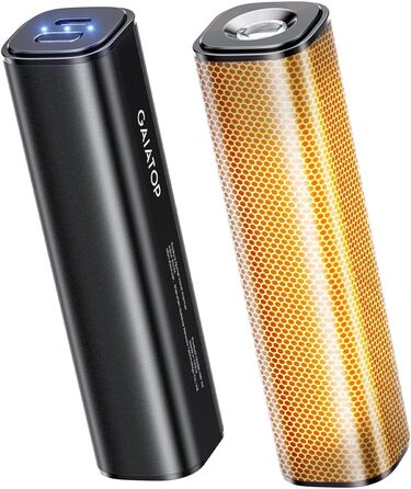 Електричний грівець для рук Gaiatop 8000mAh з LED-ліхтариком (2 шт.), магнітний, 3 швидкості нагріву, для жінок, сім'ї, активного відпочинку, чорний