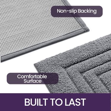 Килимок для ванної кімнати DEXI 60 x 110 см, м'який, нековзний, миючий, сірий