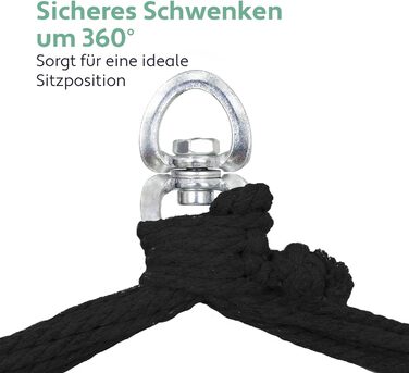 Підвісне крісло на відкритому повітрі - Стійке та безпечне крісло-гамак - Стильне підвісне крісло для приміщень - Гойдалки для дорослих та дітей - Зручне оформлення кімнати в стилі бохо - Вантажопідйомність 200 кг (чорний), 5
