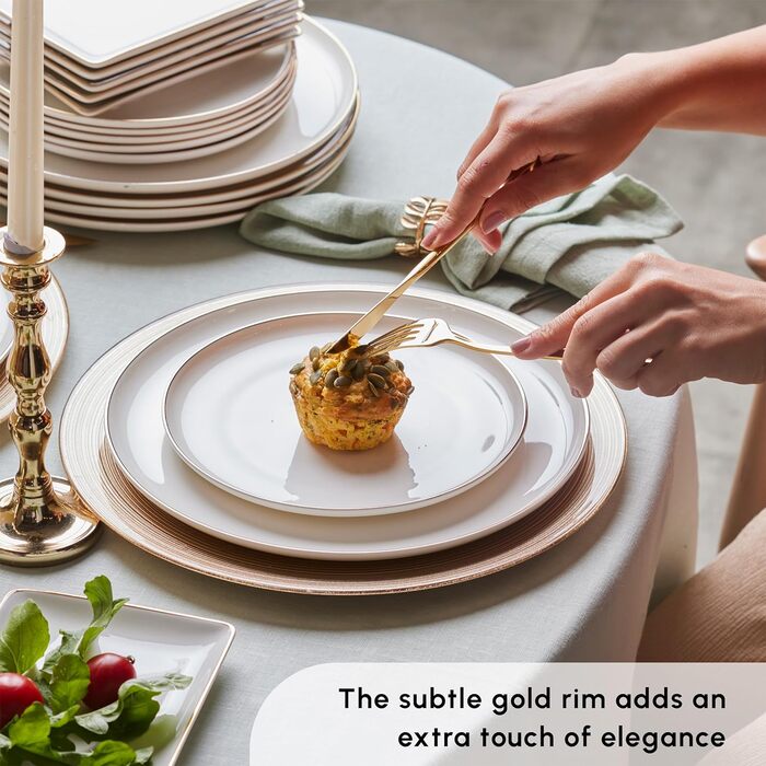 Сервіз для вечері Karaca Santo Gold на 6 осіб набір посуду з 18 предметів із набором тарілок і мисок, кістка нового покоління, набір круглого посуду та набір посуду з білого золота