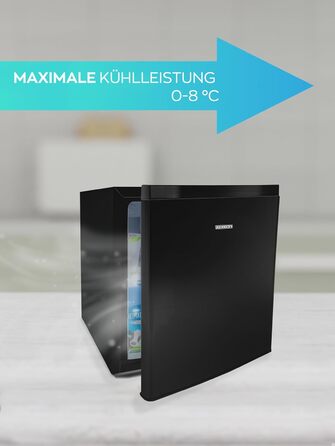 Міні-барний холодильник HEINRICHS 45 л компактний, тихий 39 дБ, з відсіком для охолодження, для офісу та вулиці (чорний)
