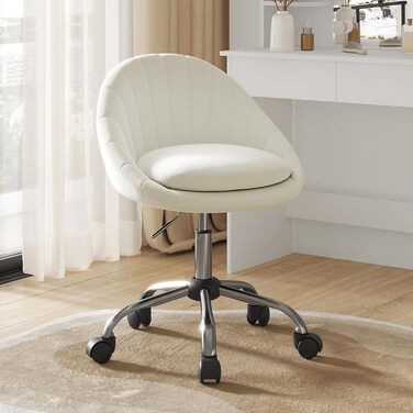 Крісло для дому та офісу WOLTU, ергономічне крісло, крісло для макіяжу, обертове крісло на колесах, крісло для робочого кабінету та спальні, з вагою до 150 кг, оксамит, бежеве, BS167cm