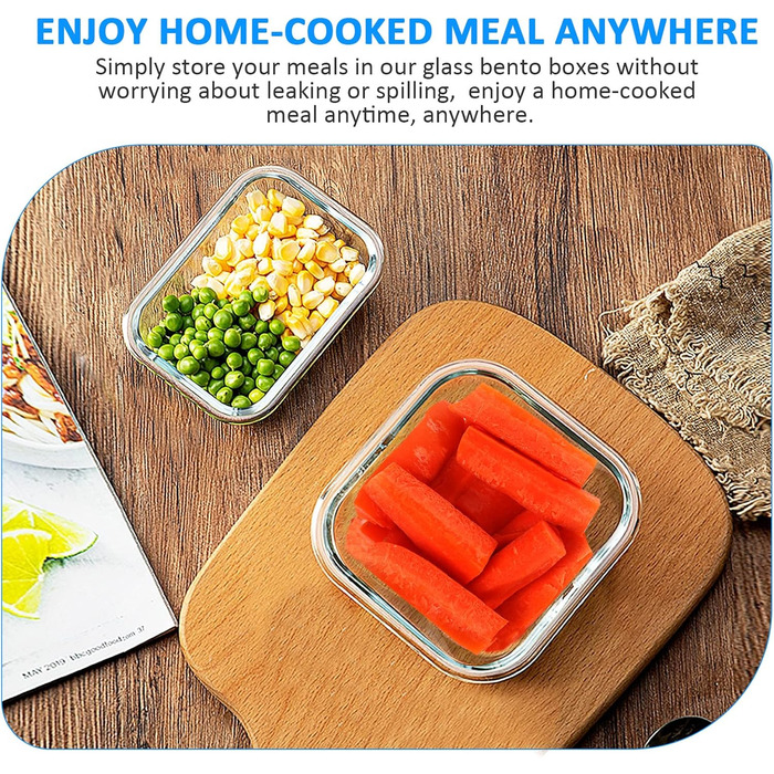 Набір скляних контейнерів для зберігання продуктів Komuee (24 шт.) з кришкою, BPA-free, для мікрохвильовки та посудомийної машини (блакитний)