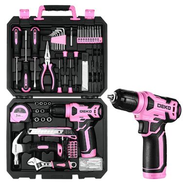 Набір інструментів DEKO 126 предметів в кейсі: професійний набір для дому, офісу та саду, рожевий