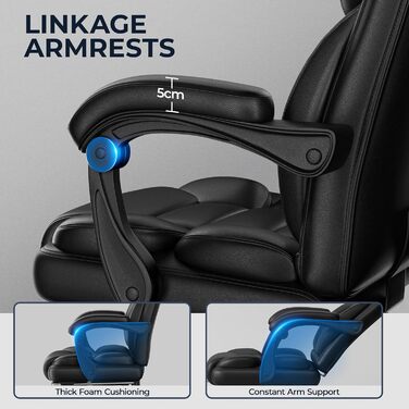 Ергономічне крісло Yaheetech для офісу, шезлонг з підставкою для ніг, комп'ютерне крісло з регульованими підлокітниками, висока спинка, регульована висота, для офісу, біле (чорне)