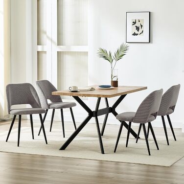 Набір обідніх стільців, кухонний стілець з тканини Cord, м'які стільці для обідньої кімнати, кухні, вітальні та спальні (Коричневий, 6)