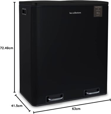 Сміттєвий бак Les Collectionneurs Sensor №1012, 69л, 3 відсіки (47+11+11л), автоматичне відкривання, інфрачервоний датчик, тиха кришка, дизайн (чорний)