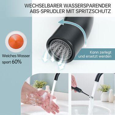 Змішувач для ванної кімнати Fransiton Bad Hoch, водозберігаючий, чорний матовий