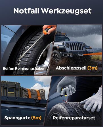 Powerbank 16 в 1 з компресором 160PSI, 27000mAh для авто: старт, світло, інструменти