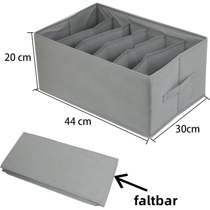 Предмети Система організації гардеробу XL, 6 решіток, складні ящики для зберігання одягу, сірий, 4