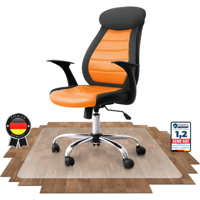 Захисна килимок для офісного крісла - міцний, для твердих підлог, антиковзаюча, легко чиститься, різні розміри, Made in Germany (118x118 см)