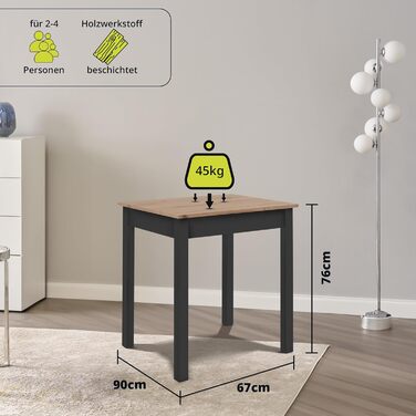 Розсувний обідній стіл Smart 90x60 см - дерев'яний стіл для кухні на 6 осіб (Asteiche)