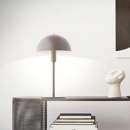 Сучасна настільна лампа Lightbox у формі гриба - настільна лампа з проміжним шнуровим вимикачем - для спальні - висота 36 см і діаметр 20 см - виготовлена з металу в сірому кольорі