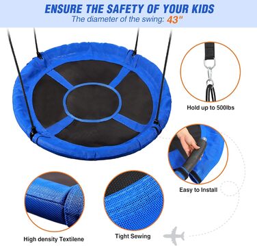 Шоукель REDCAMP Ø 110 см, водостійкий Textilene, для саду та майданчика, блакитний