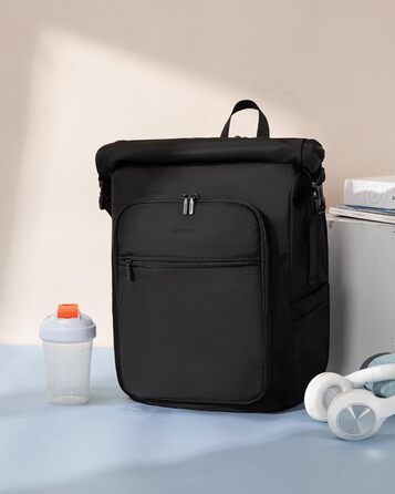 LOVEVOOK Рюкзак Rolltop, чорний, 17.3 дюйми, водонепроникний, для подорожей, школи, університету, велосипеда