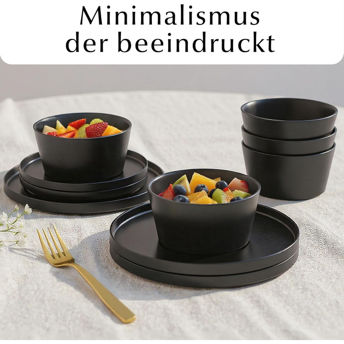 Набір посуду Miamio для 8 осіб (24 елементи) з каменю, сучасний сервіз, підходить для миття в посудомийній машині та використання в мікрохвильовій печі, білий колір