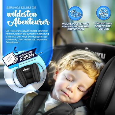 Автокрісло KIDUKU® 9-36 кг (1-12 років) з підкладкою - Автомобільне крісло ECE R129/03, Група 1/2/3, чорне