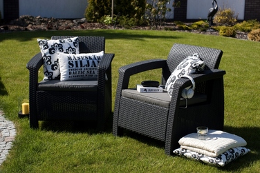 Комплект садових меблів Curver Keter Corfu II DUO, сірий, 2 предмети