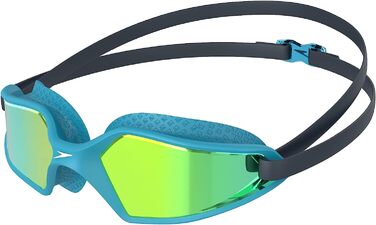 Дитячі плавальні окуляри Speedo унісекс з гідропульсним дзеркалом для юніорів, темно-сині/синьо-блакитні/золотисто-жовті, один розмір підходить всім