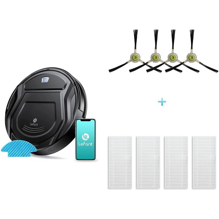 Робот-пилосос Lefant Gen2 з функцією миття, 12000Pa, автоматичний випорожнення, LiDAR, Freemove 3.0, 8 тижнів бездротової роботи (M210PB)