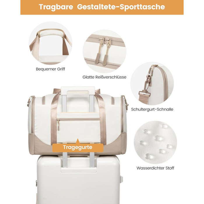 Спортивна сумка LOVEVOOK для жінок, 30л: туристична, для басейну, сауни, гімнастики, подорожей, з відділенням для взуття та мокрих речей, водонепроникна, 45x24x28см