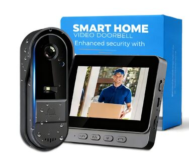 Відеодзвінок з камерою 1080P HD, бездротовий, водонепроникний IP65, дисплей 4.3