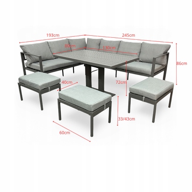 Комплект садових меблів sOTEGRANDE з металу, сірий, 5 предметів, MTG Trade Group