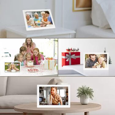 Цифровий фотомонтаж 10.1 дюйма, IPS, 1280x800, USB/SD, фото/музика/відео, календар, будильник, настінний монтаж, білий