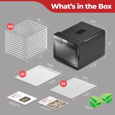 Сушарка для продуктів Caredy: 7 ярусів, цифровий таймер, регулювання температури, підігрів, для м'яса, фруктів, овочів, трав та джеркі