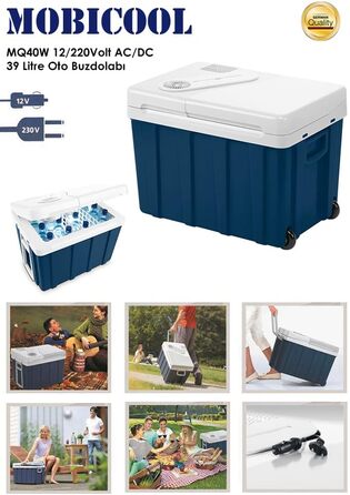 Автомобільний холодильник Mobicool MQ40W 39л, 12/230V, з колесами, блакитний - для авто, човна, кемпера