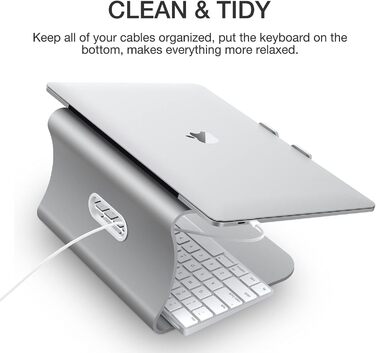 Підставка для ноутбука з алюмінію, Heat-Vent для MacBook Air/Pro, Dell, HP, Lenovo, Microsoft Surface, Samsung, 11-16 дюймів, сірий (патентована) (102S-Silver)