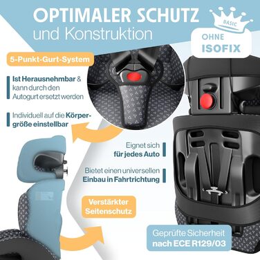 Автокрісло KIDIZ® Triangle Premium для дітей 9-36 кг (1-12 років), група 1/2/3, ECE R129/03, універсальне, антрацит