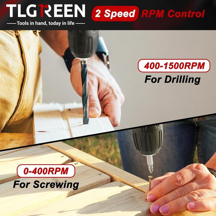 Набір інструментів TLGREEN акумуляторний (138 предметів) з дрилем-шуруповертом 12V, червоний – для ремонту та побутового використання