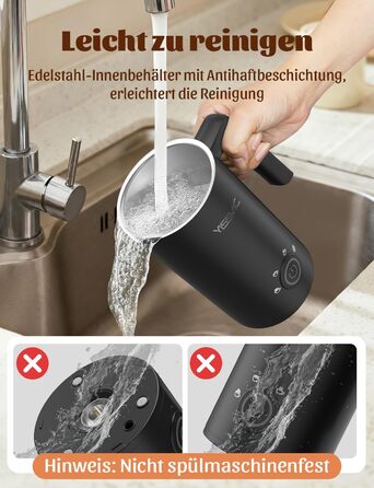 Електричний спінювач молока YISSVIC 4-в-1: автоматичний, 500W, антипригарне покриття, для капучіно, лате, макіато