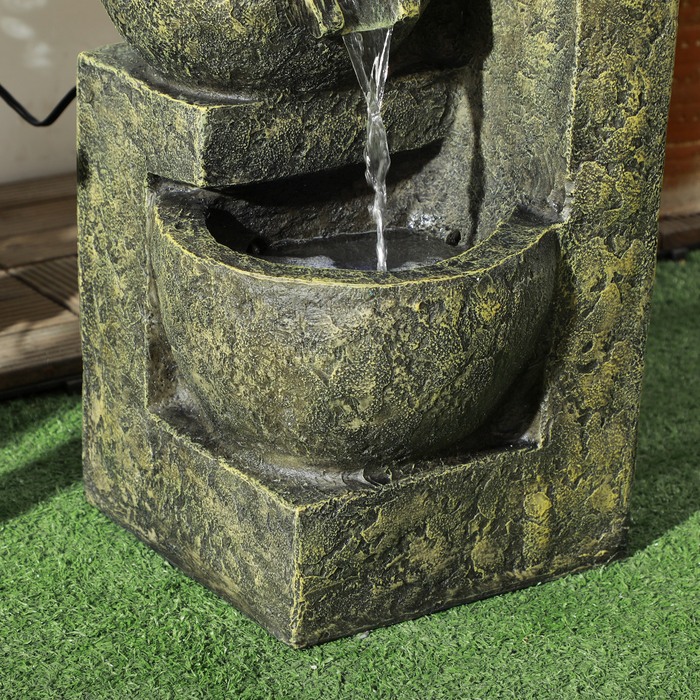 Садовий фонтан / Водоспадний фонтан, регульована швидкість, 25 x 24 x 60 см, чорний