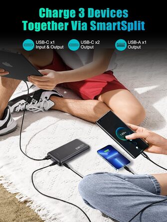 Швидка зарядка 22,5 Вт USB C PD3.0 QC4.0 для смартфонів та планшетів, 20000mAh -