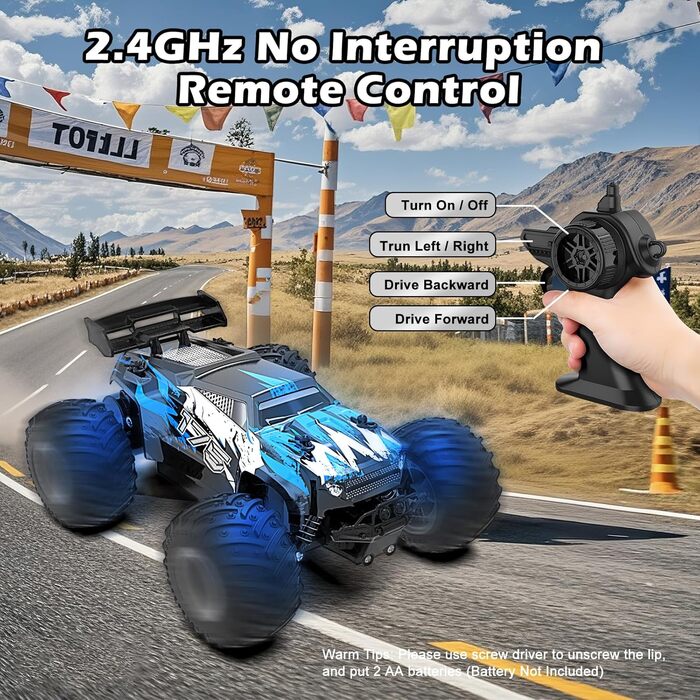 RC Автомобіль Feimuosi 1:18 позашляховик, 2.4GHz, світлодіодне підсвічування, 2 акумулятори, 20 км/год, для дітей та дорослих (Світло-блакитний)